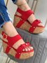 Vintage Bow Wedge Platform Sandals
