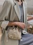 Floral Embroidery Woven Bucket Bag
