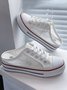 White Black Lace Breathable Platform Canvas Shoes