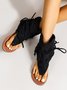 Retro Flat Tassel Cutout Thong Sandals