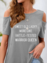Cut-Outs Text Letters Casual T-Shirt