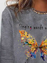 Plus Size Butterfly Long sleeve Loose Casual T-Shirt