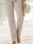 Plain Buckle Pockets Casual Pants