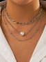 Boho Style Pearl Chain Layered Necklace Everyday Vacation Jewelry
