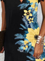 Jersey Floral Casual Loose Dress