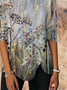 Crew Neck Floral Printed Jersey Casual Shirt