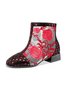 Vintage Embroidered Floral Lace Stitching Dress Sandal Boots