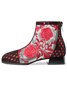 Vintage Embroidered Floral Lace Stitching Dress Sandal Boots