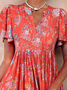 Disty Floral Vacation Loose Crew Neck Dress