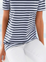 Casual Short Sleeve V Neck Striped T-Shirt