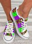 Mardi Gras Color Block Graphic Lace-Up Canvas Shoes
