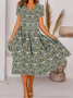 V Neck Regular Fit Casual Floral Dress