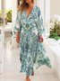 V Neck Paisley Vacation Dress