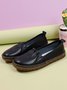 Solid Calf Leather Wrinkled Design Soft Flats