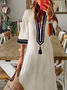 V Neck Casual Loose Striped Dress