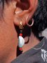 Natural Turquoise Cutout Flower Pattern Earrings Ethnic Vintage Jewelry
