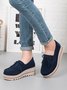 Leather Suede Tassel Bow Classic Wedge Platform Shoes