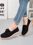 Leather Suede Tassel Bow Classic Wedge Platform Shoes