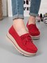 Leather Suede Tassel Bow Classic Wedge Platform Shoes