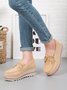Leather Suede Tassel Bow Classic Wedge Platform Shoes
