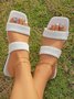 White Pleated Double Strap Sandals