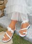 White Pearl Flower Lace Wedding Bridal Sandals