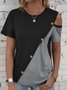 Buckle Color Block Casual Jersey T-Shirt