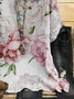 Plus Size Casual Crew Neck Floral Loose Shirt