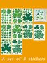 St. Patrick's Day Green Shamrock Window Stickers Set of 8