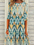 Jersey Casual Crew Neck Geometric Dress