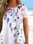 Casual Jersey Crew Neck Floral Shirt
