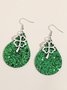 St. Patrick Day Clover Leather Earrings Holiday Party Jewelry Irish Festival