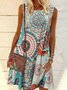 Plus Size Casual Floral Crew Neck Loosen Short Sleeve Knit Dress