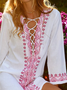 Vacation Ethnic Cross Neck Tunic Dress