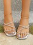 Rhinestone Thin Stripes Cross Sandals