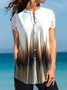 Casual Loose Others Ombre Blouse