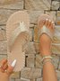 Apricot Braided Hemp Rope Waterproof Beach Flip Flops