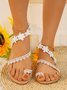White Pearl Floral Lace Wedding Bridal Sandals