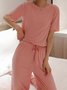 Soft and Comfortable Round Neck Short Sleeve Trousers Loose Casual Homewear Set