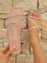 Rhinestone Thin Stripes Cross Sandals