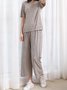 Casual Short Sleeve Trousers Pajamas Homewear Set