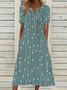 Casual Loose Abstract Polka Dots V Neck Dress