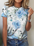 Crew Neck Floral Casual T-Shirt