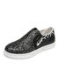 Women's Glitter Metallic Crocodile Embossed Slip On Shoes