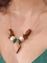 Ethnic Wooden Beaded Pendant Necklace Vintage Boho Jewelry
