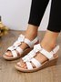 Applique Casual Hook and Loop Strappy Wedge Heel Sandals