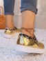 Women's Glitter Metallic Crocodile Embossed Slip On Shoes