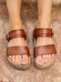 Vintage Adjustable Buckle Platform Sandals