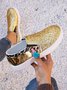 Women's Glitter Metallic Crocodile Embossed Slip On Shoes