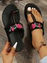 Ethnicb Floral Embroidery Toe Ring Slide Sandals